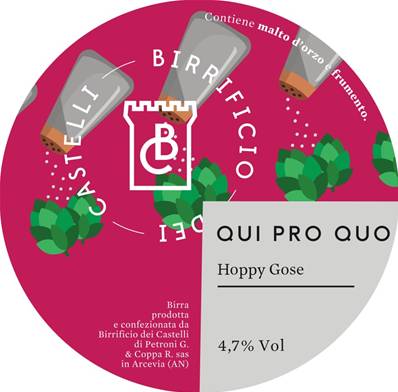 BIRRIFICIO DEI CASTELLI - Birra Qui Pro Quo Hoppy Gose 4,7%vol - Polykeg 24lt
