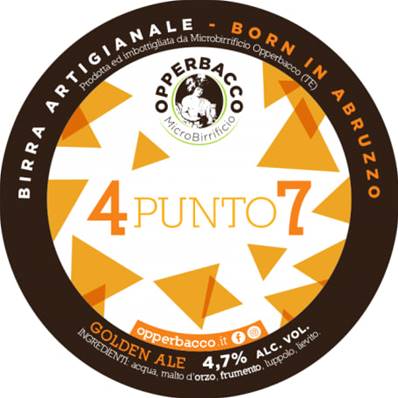 OPPERBACCO - Birra 4Punto7 Golden Ale 4,7%vol - Polykeg 20lt