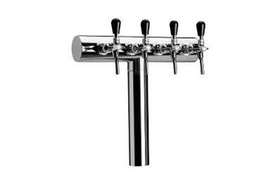 TEE BEER - Colonna di spillatura in acciao inox a T con 6 rubinetti di spillatura.