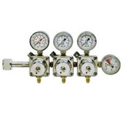 RIDUTTORE CO2 - Riduttore di pressione CO2 a 3 vie indipendenti 4,8/8 bar con 4 manometri