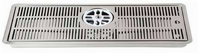 RACCOGLIGOCCE in acciaio inox ad incasso con bagnabicchieri 1000x220mm.