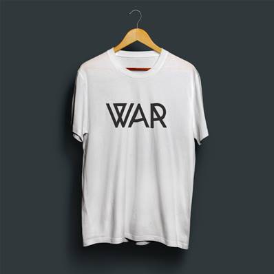 WAR - T-Shirt bianca con grafica nera WAR - Varie taglie disponibili