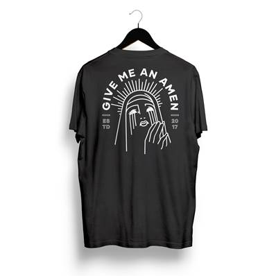 WAR - T-Shirt nera con grafica bianca Amen - Varie taglie disponibili