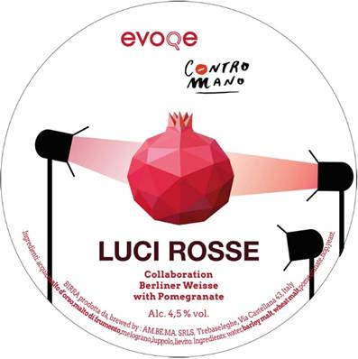 EVOQE collab. CONTROMANO - Birra Luci Rosse Berliner Weisse con melograno 4.5%vol - Polykeg 24lt